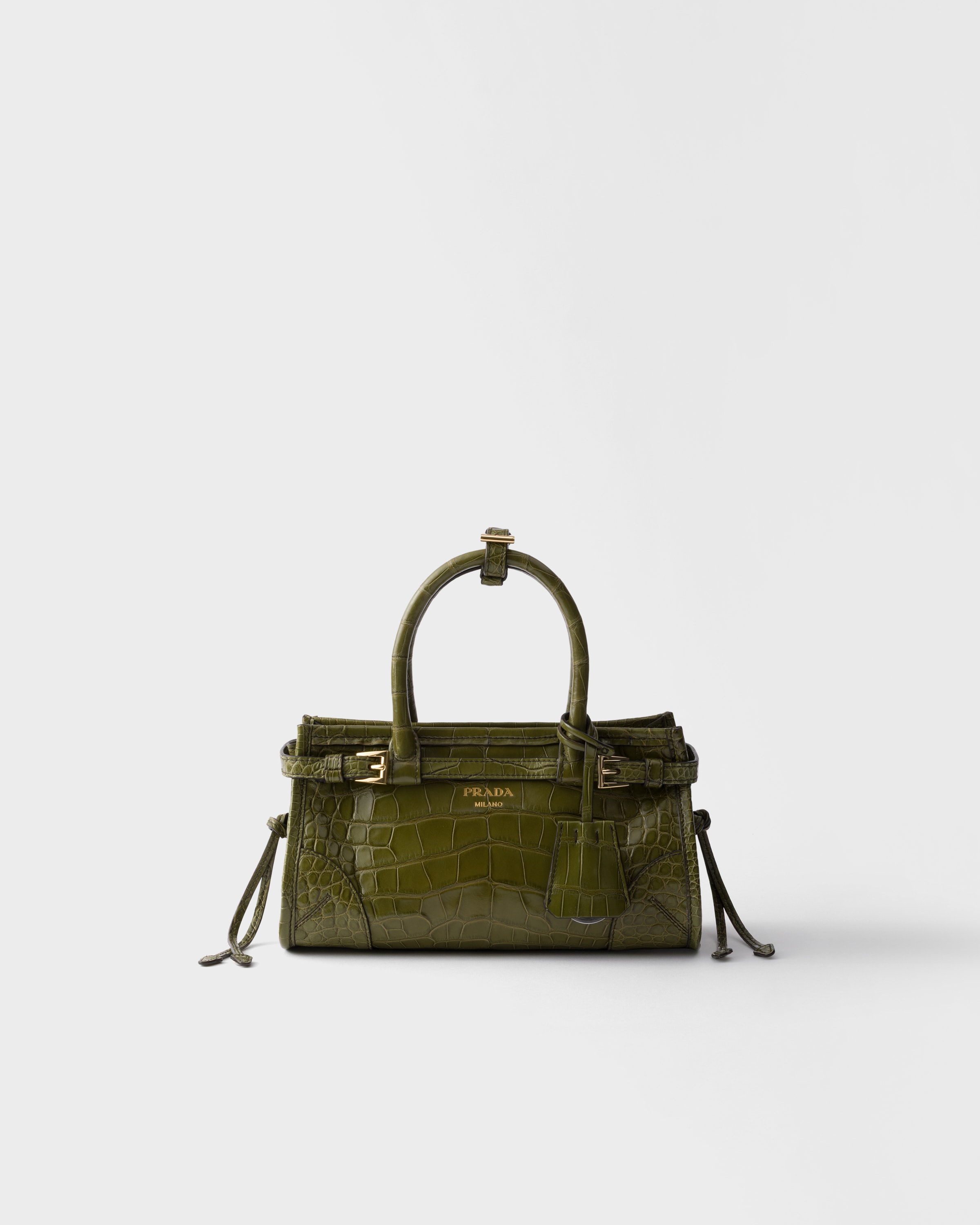 Olive Green Prada Bonnie Small Crocodile Leather Handbag | PRADA