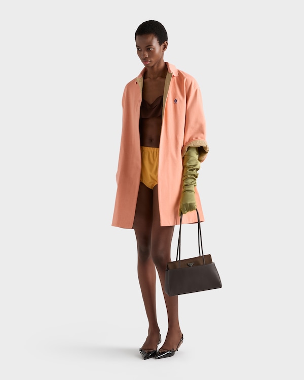 Prada Passage medium leather bag with Re-Nylon flap - Coffee Prada Passage medium leather bag with Re-Nylon flap - Coffee