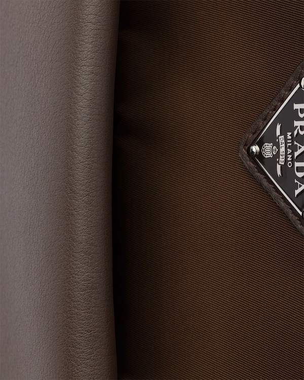 Prada Passage medium leather bag with Re-Nylon flap - Coffee Prada Passage medium leather bag with Re-Nylon flap - Coffee