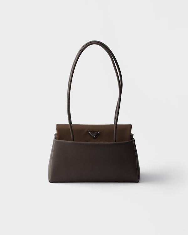 Prada Passage medium leather bag with Re-Nylon flap - Coffee Prada Passage medium leather bag with Re-Nylon flap - Coffee