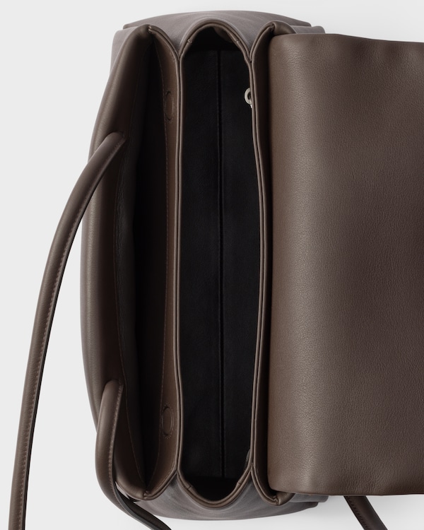 Prada Passage medium leather bag with Re-Nylon flap - Coffee Prada Passage medium leather bag with Re-Nylon flap - Coffee