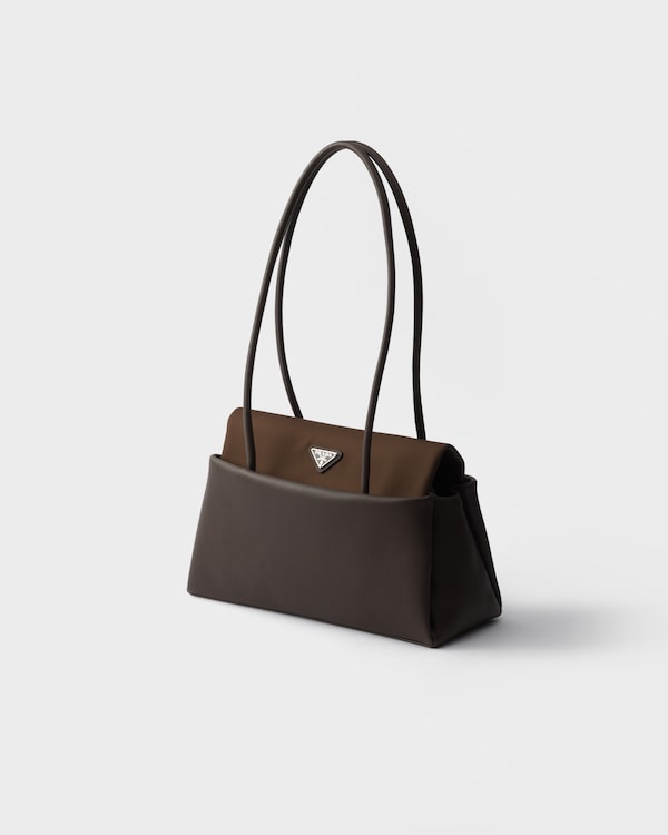 Prada Passage medium leather bag with Re-Nylon flap - Coffee Prada Passage medium leather bag with Re-Nylon flap - Coffee