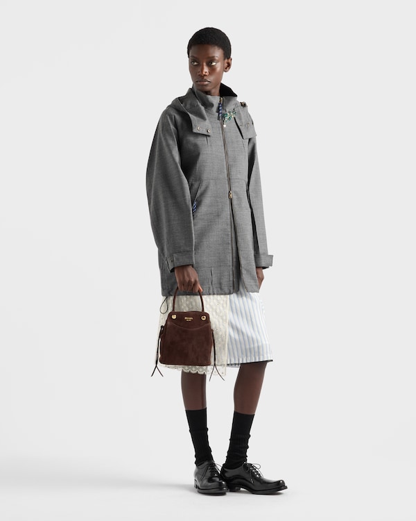 Bolsa Prada Carry mini em camurça - Marrom-Escuro Bolsa Prada Carry mini em camurça - Marrom-Escuro