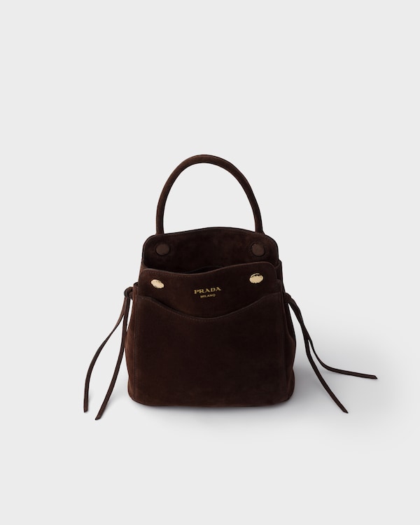 Prada Carry mini suede handbag - Dark Brown Prada Carry mini suede handbag - Dark Brown