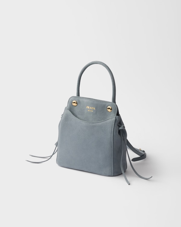 Prada Carry迷你绒面皮革手袋 - 雾霾蓝 Prada Carry迷你绒面皮革手袋 - 雾霾蓝