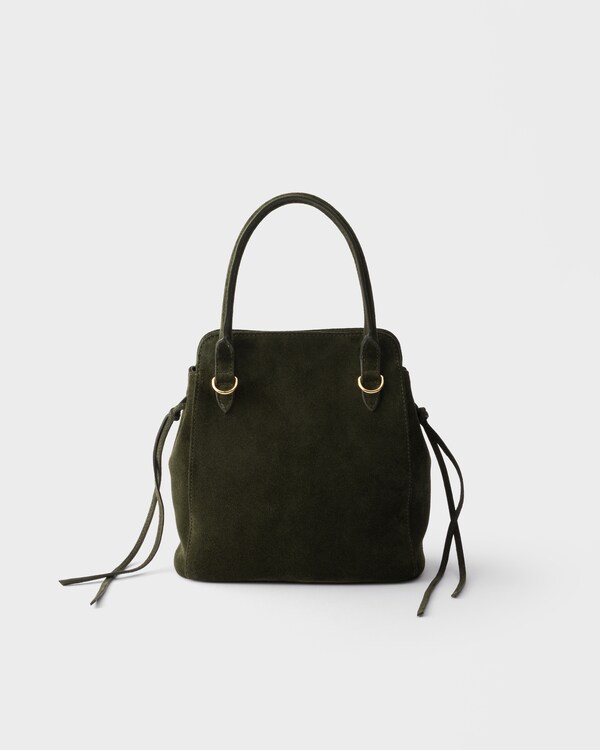 Prada Carry mini suede handbag - Forest Prada Carry mini suede handbag - Forest