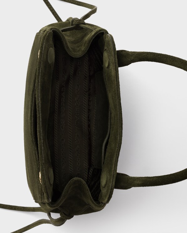 Prada Carry mini suede handbag - Forest Prada Carry mini suede handbag - Forest