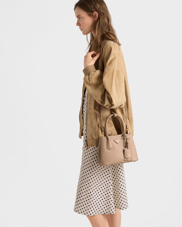 Prada Double Saffiano leather mini-bag - Cameo Prada Double Saffiano leather mini-bag - Cameo