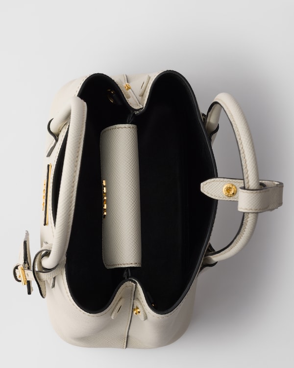 Prada Double Saffiano leather mini-bag - Chalk White/Black Prada Double Saffiano leather mini-bag - Chalk White/Black