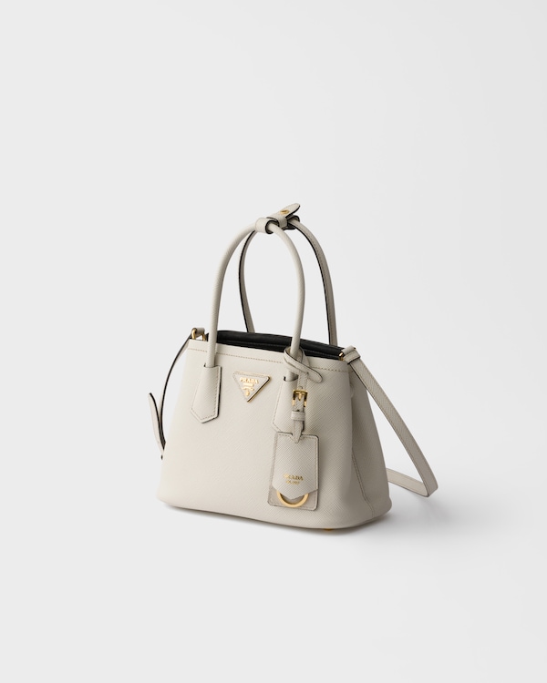 Prada Double Saffiano leather mini-bag - Chalk White/Black Prada Double Saffiano leather mini-bag - Chalk White/Black