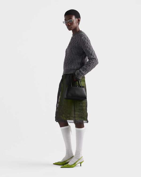 Prada Passage small leather bag with Re-Nylon flap - Black Prada Passage small leather bag with Re-Nylon flap - Black
