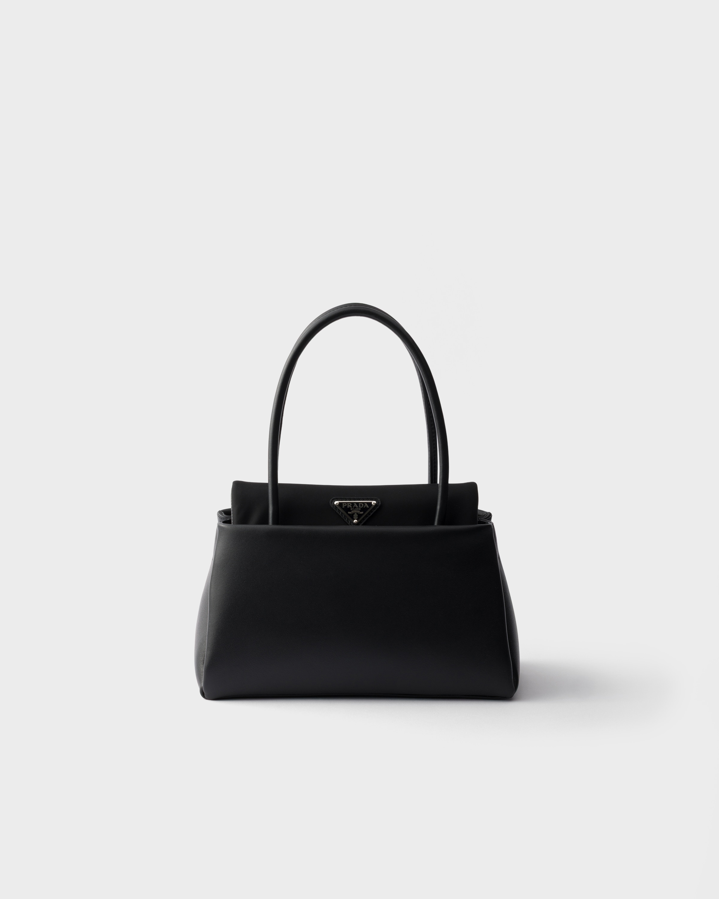 Black Prada Passage small leather bag with Re-Nylon flap | PRADA