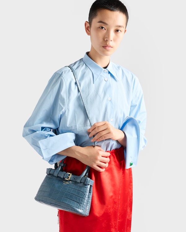 Prada Buckle small crocodile leather handbag - Marina Blue Prada Buckle small crocodile leather handbag - Marina Blue