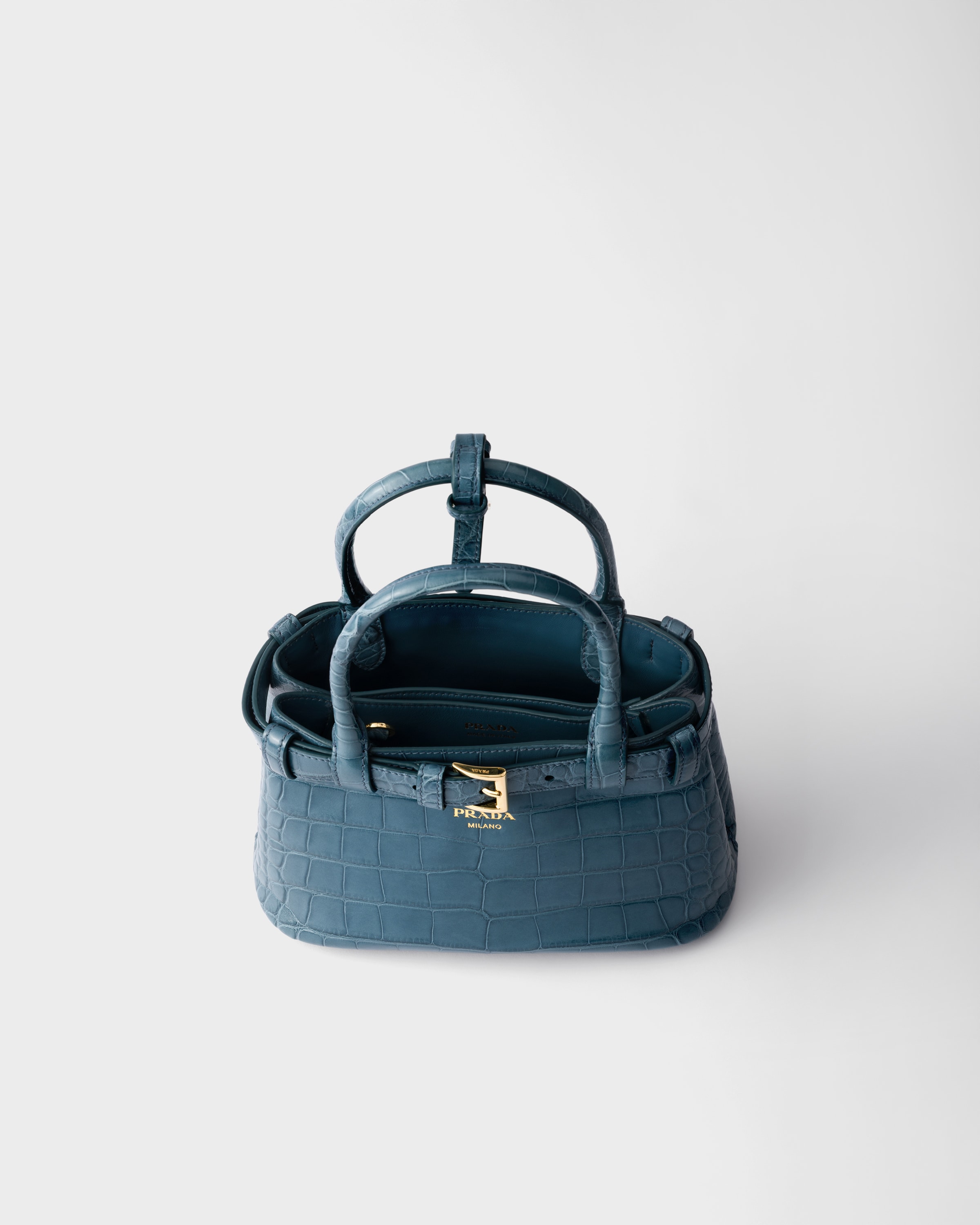 Marina Blue Prada Buckle Small Crocodile Leather Handbag | PRADA