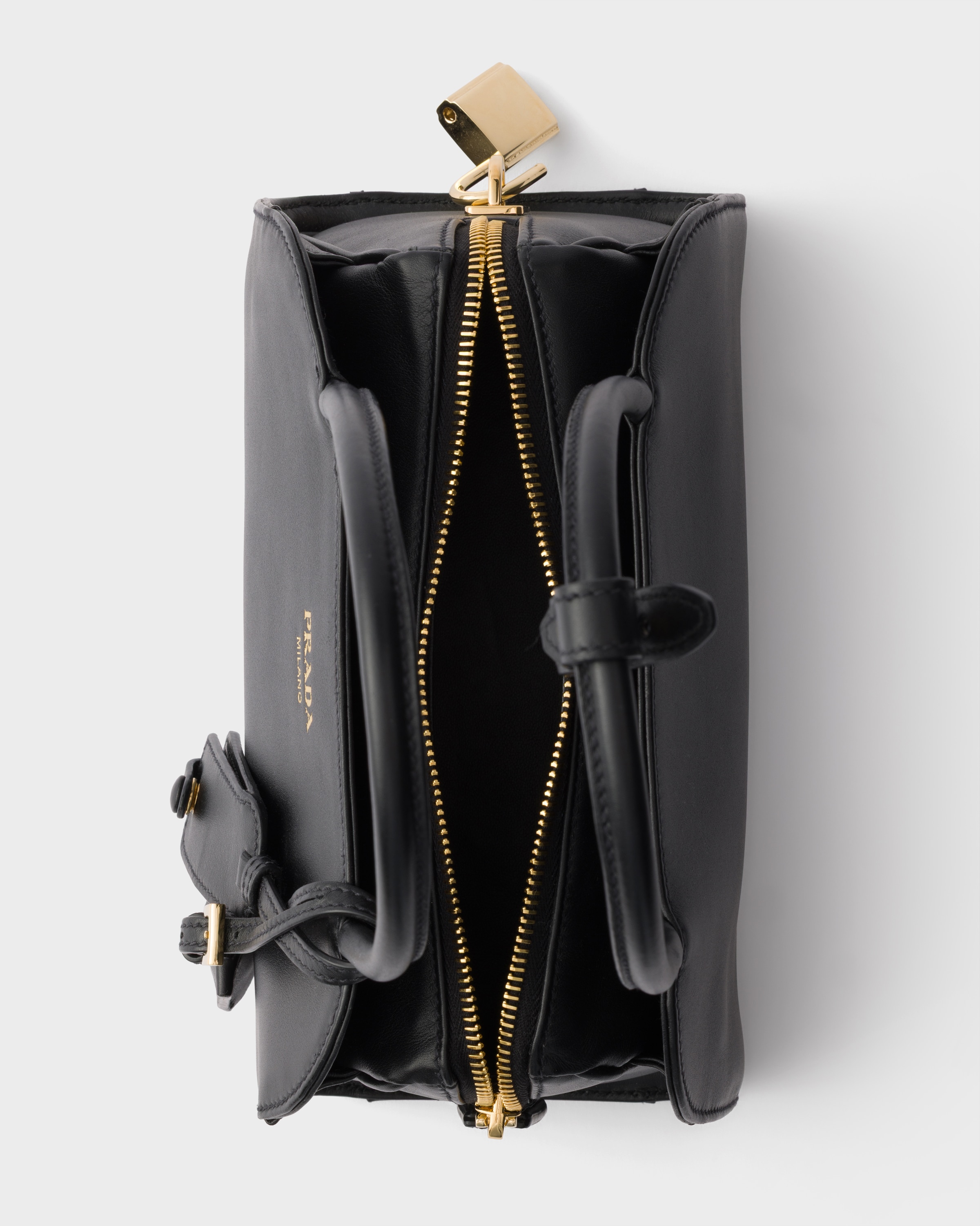 Black Prada Coffret Medium Leather Handbag | PRADA - United States