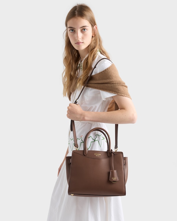 Prada Prelude medium leather handbag - Palisander Prada Prelude medium leather handbag - Palisander