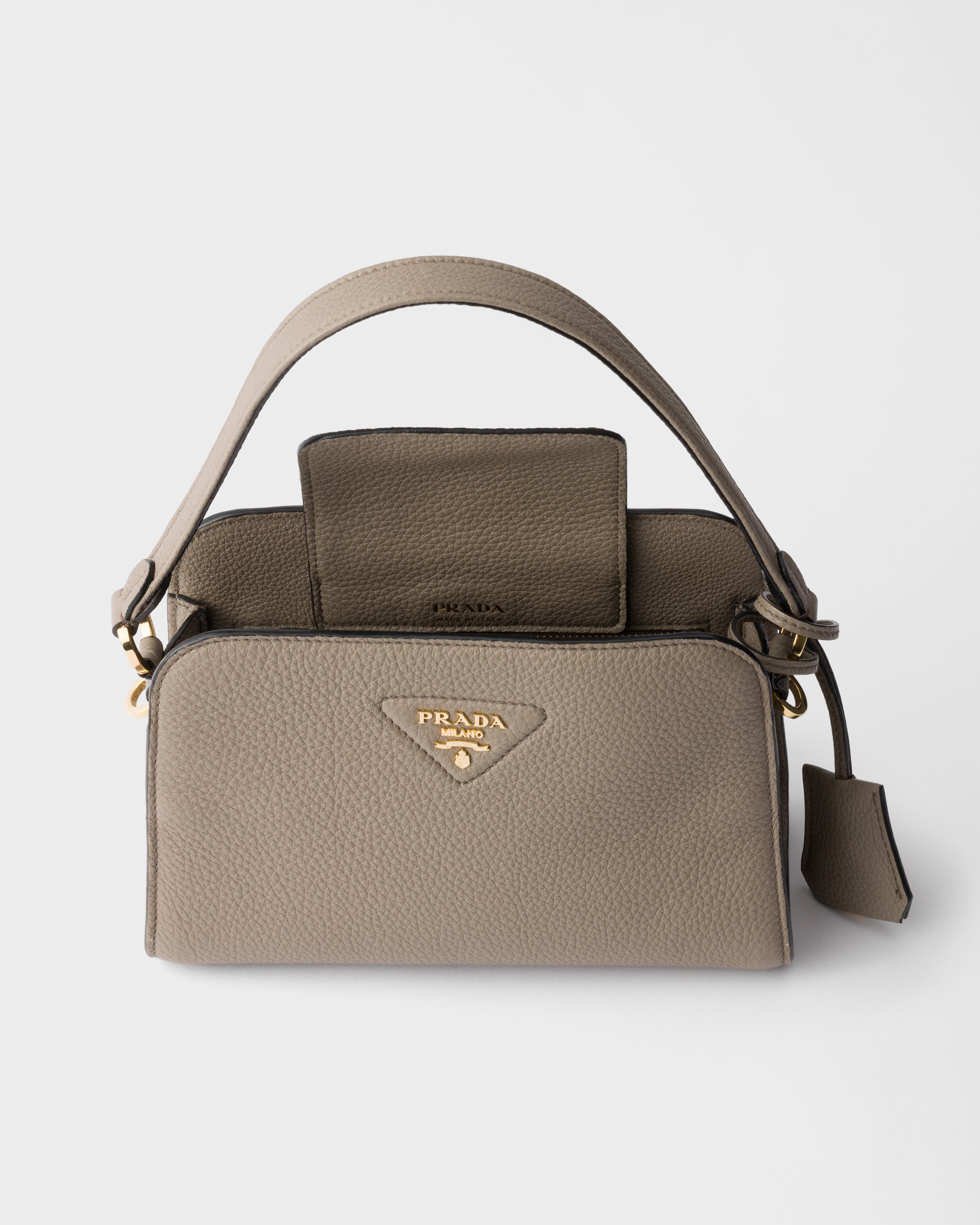 Clay Gray Leather Mini Handbag | PRADA - United States