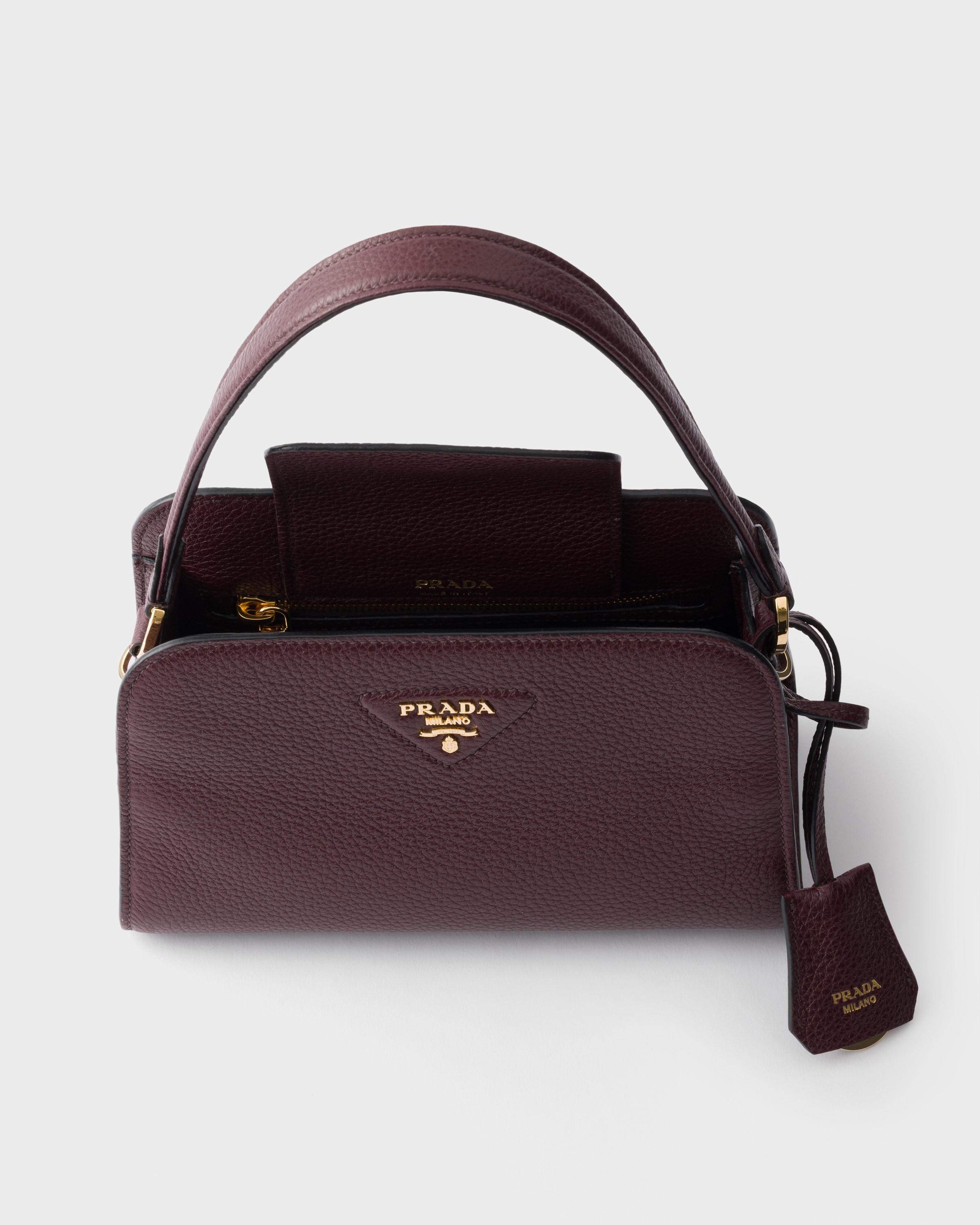 Burgundy Leather Mini Handbag | PRADA - United States