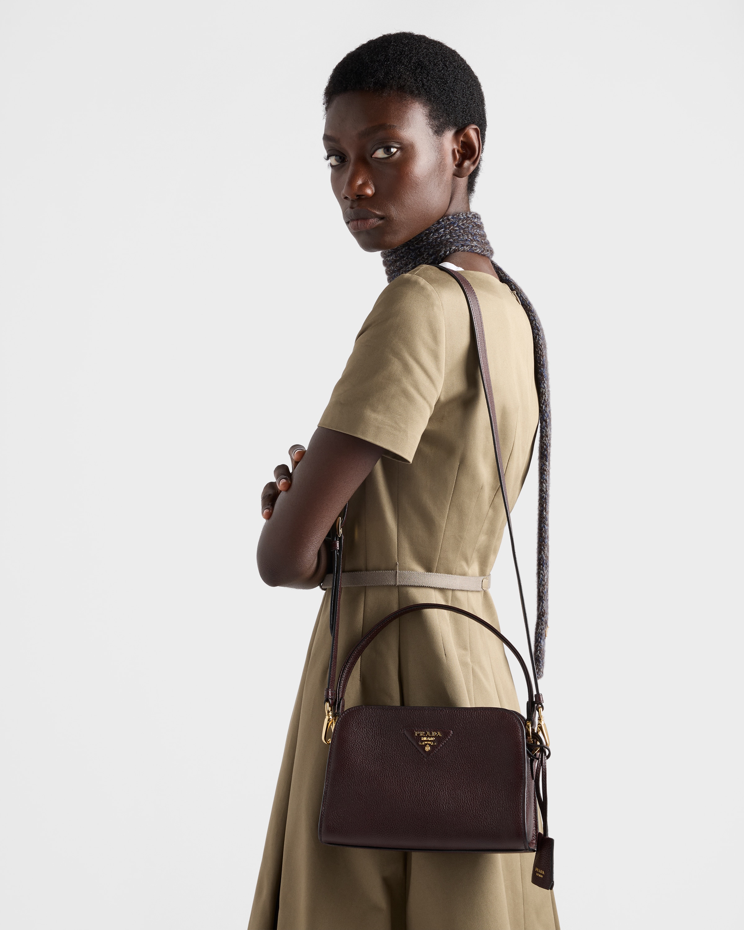 Dark Brown Leather Mini Handbag | PRADA - United States