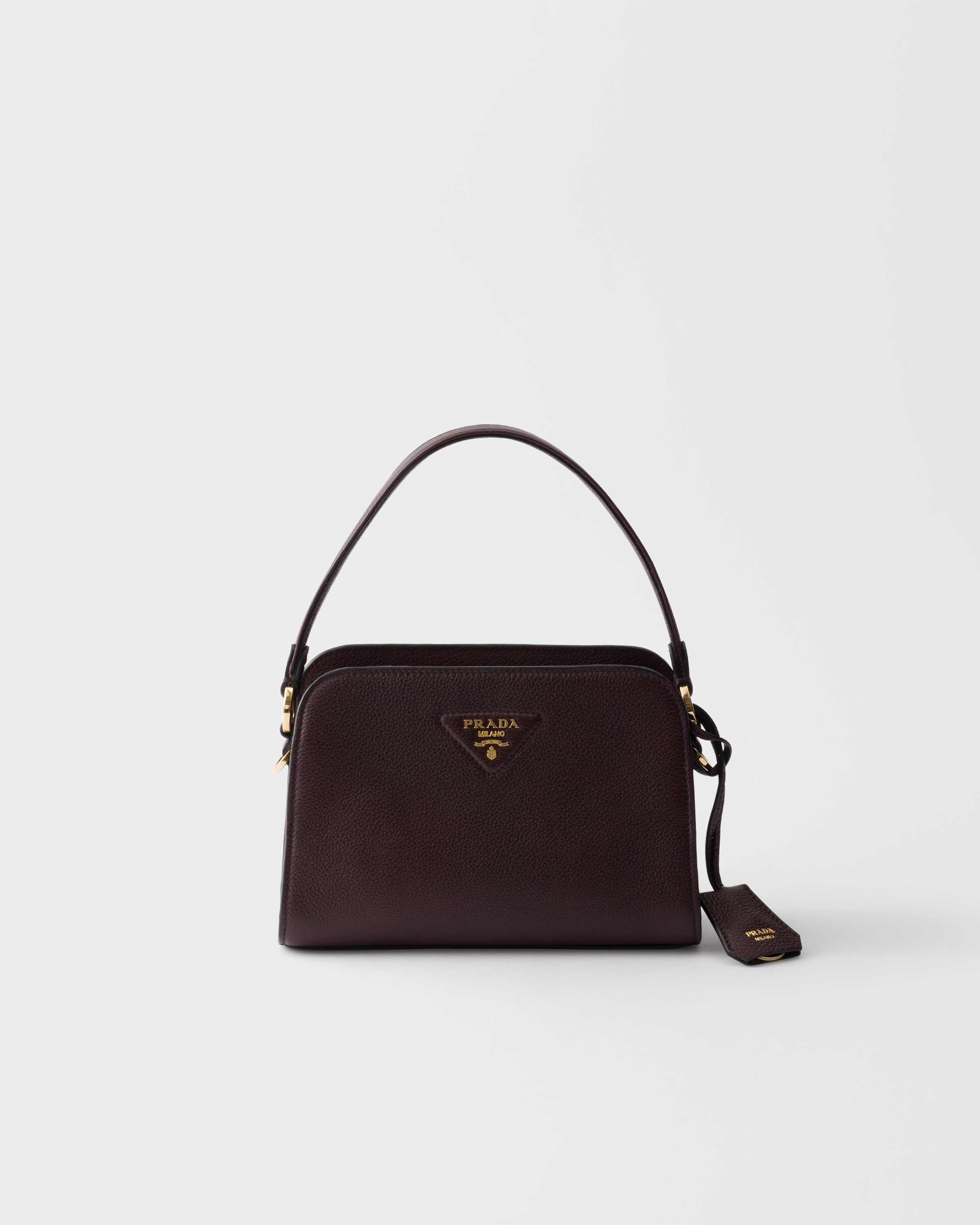 Dark Brown Leather mini handbag | PRADA - United States