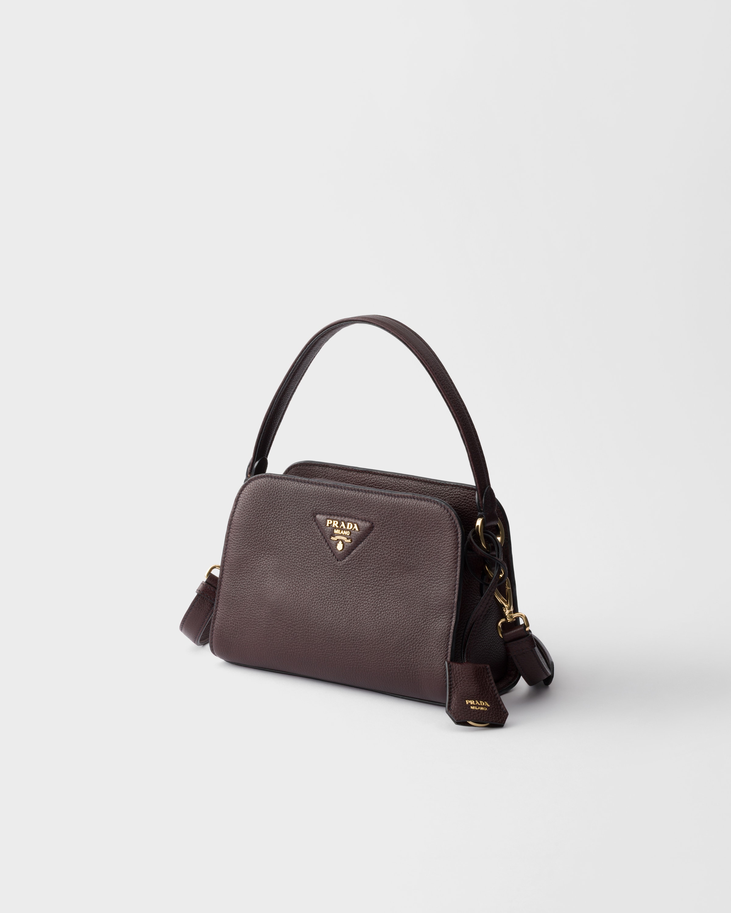 PRADA ハンドバッグ レザー パンチング加工 ダークブラウン ダークブラウン レザー ミニハンドバッグ | PRADA - 日本