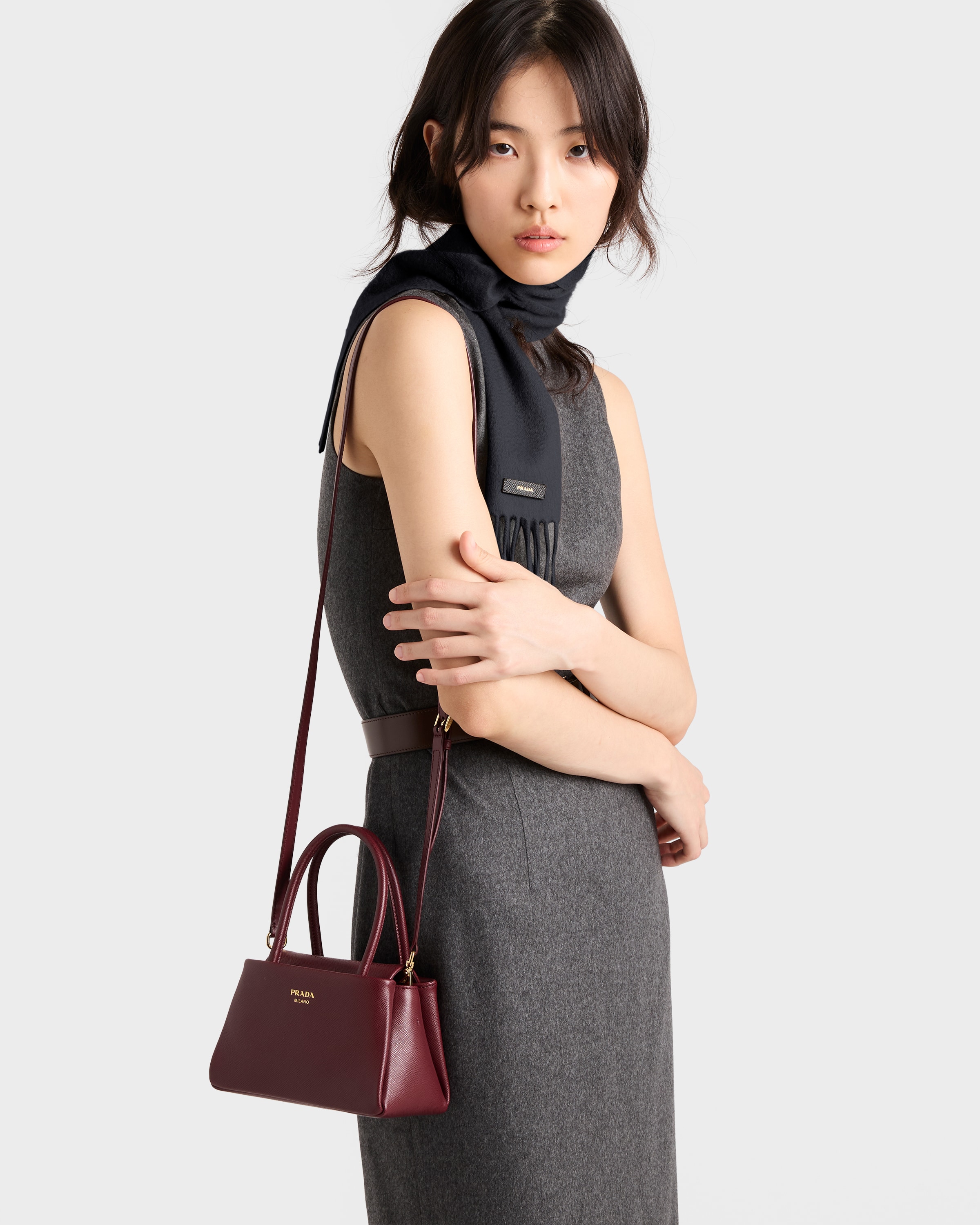 Burgundy Prada Passage Saffiano Leather Mini Handbag | PRADA