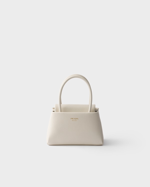 Bolsa Prada Passage mini em couro Saffiano - Branco Giz Bolsa Prada Passage mini em couro Saffiano - Branco Giz