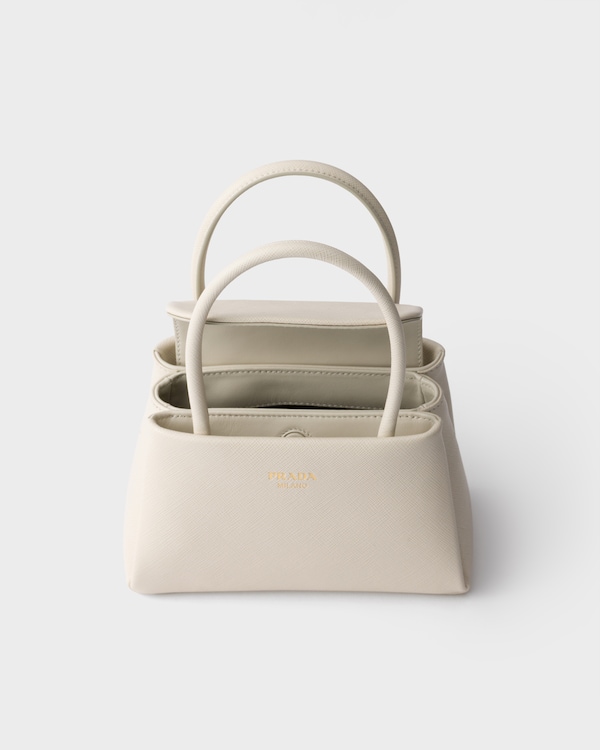 Bolsa Prada Passage mini em couro Saffiano - Branco Giz Bolsa Prada Passage mini em couro Saffiano - Branco Giz