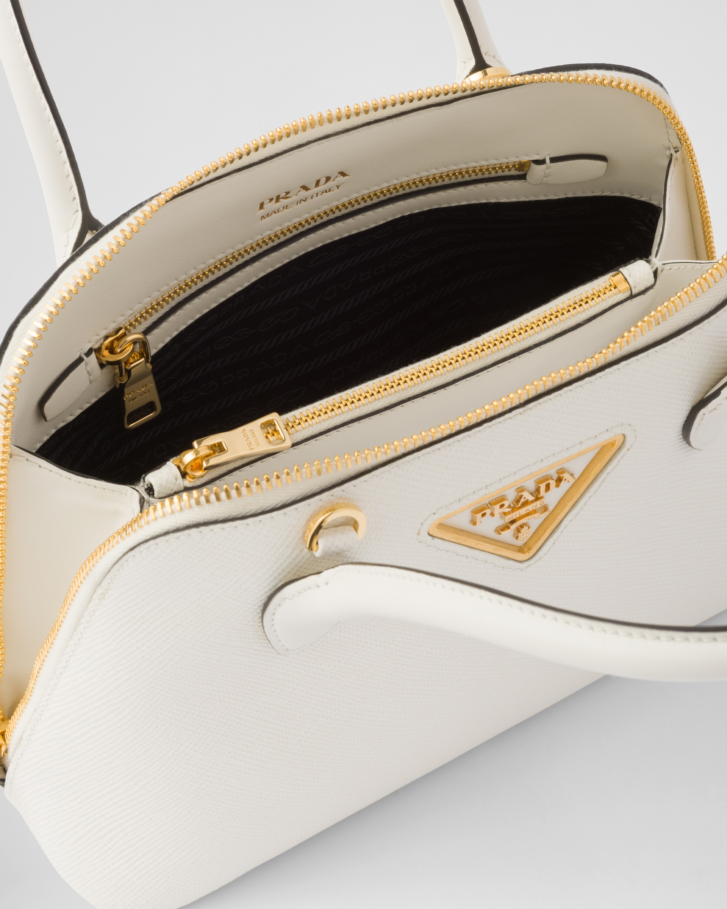 White Prada Promenade Saffiano Leather Bag PRADA
