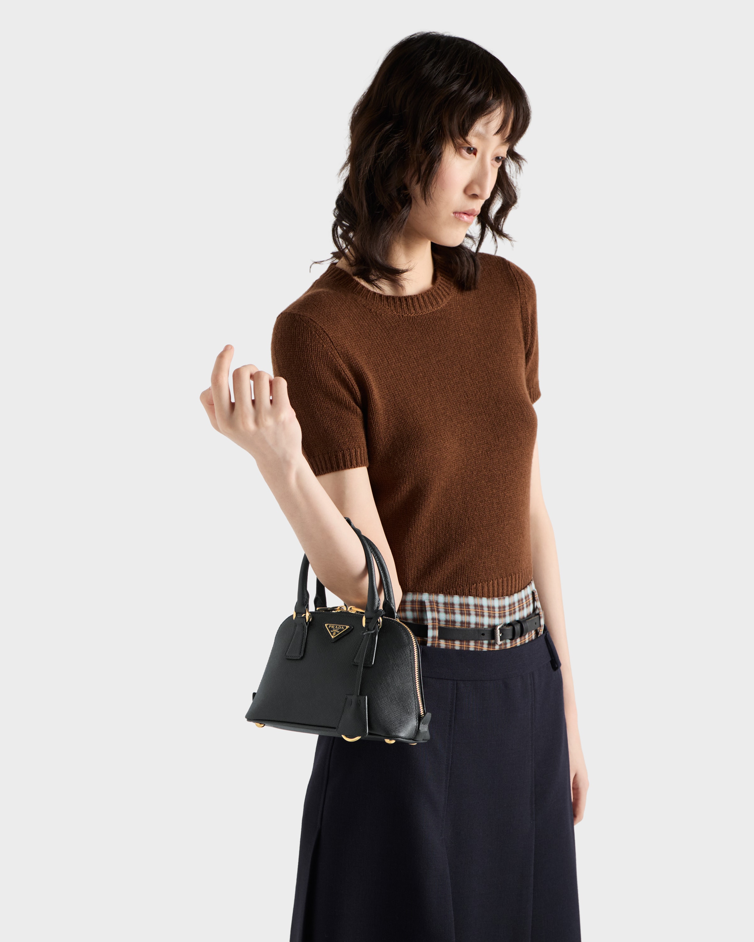 PRADA サフィアーノ レザー バッグ 黒 ブラック サフィアーノレザー ミニバッグ | PRADA