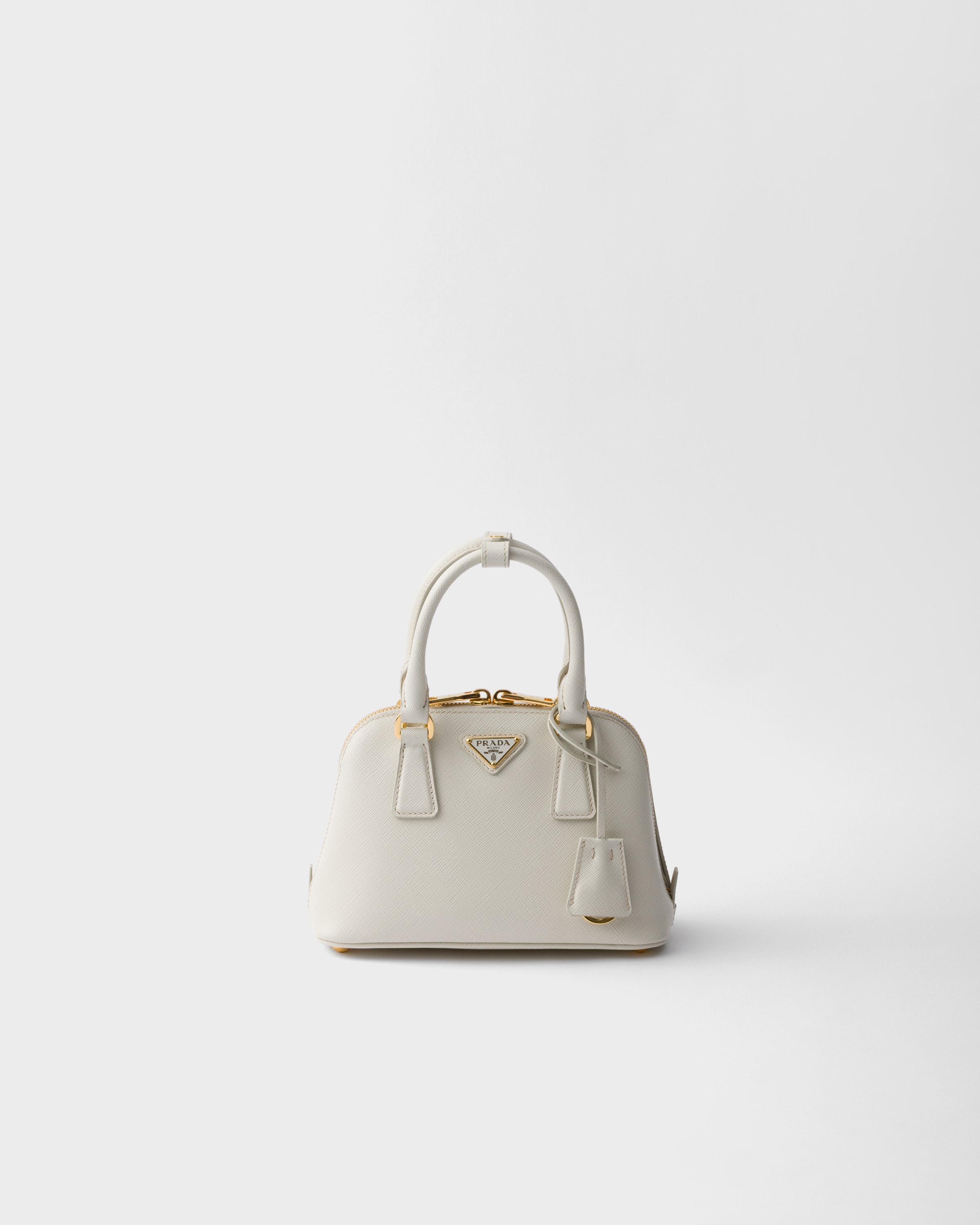 Chalk White Prada Promenade Saffiano leather mini-bag | PRADA