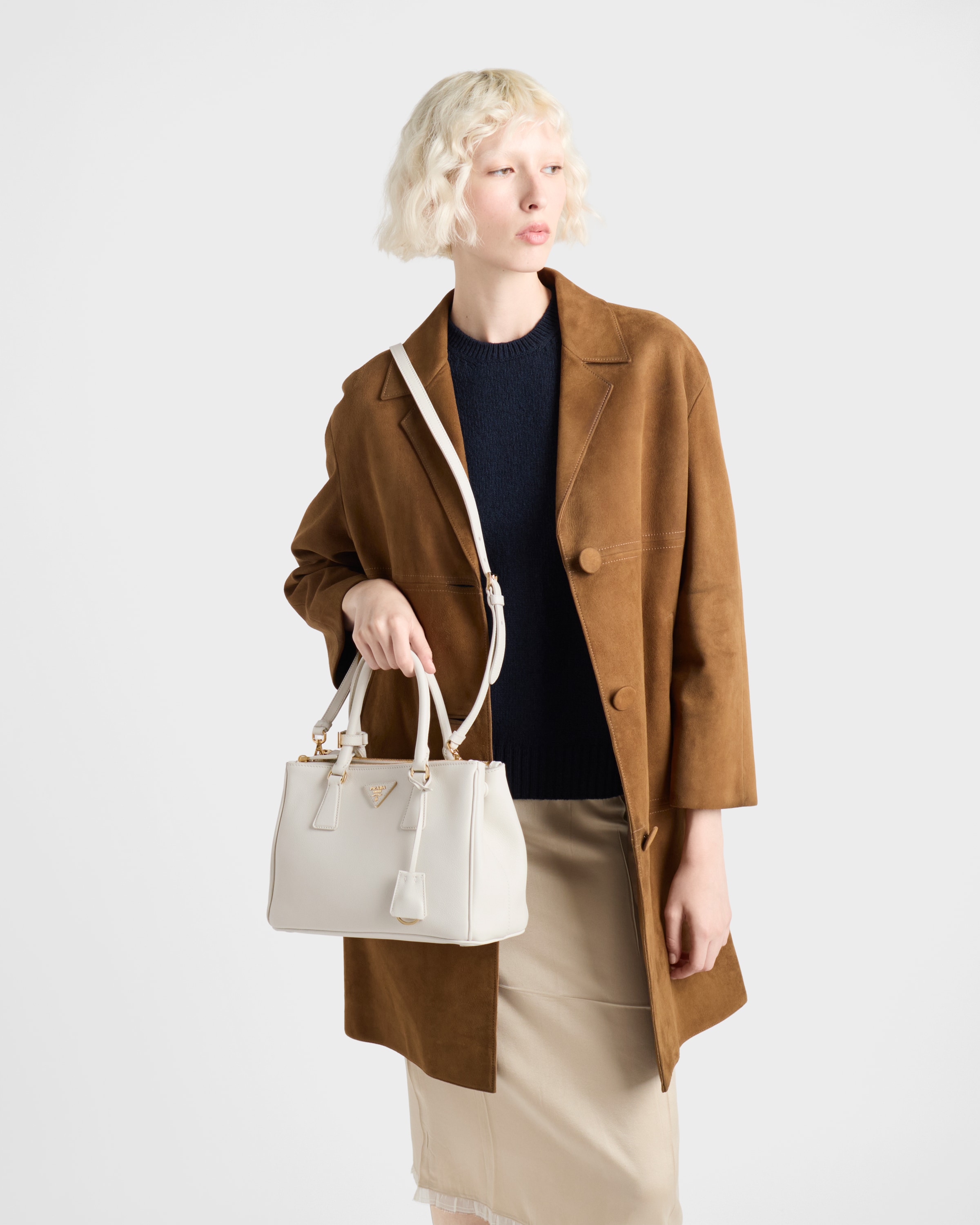 White Prada Galleria Medium Leather Bag | PRADA
