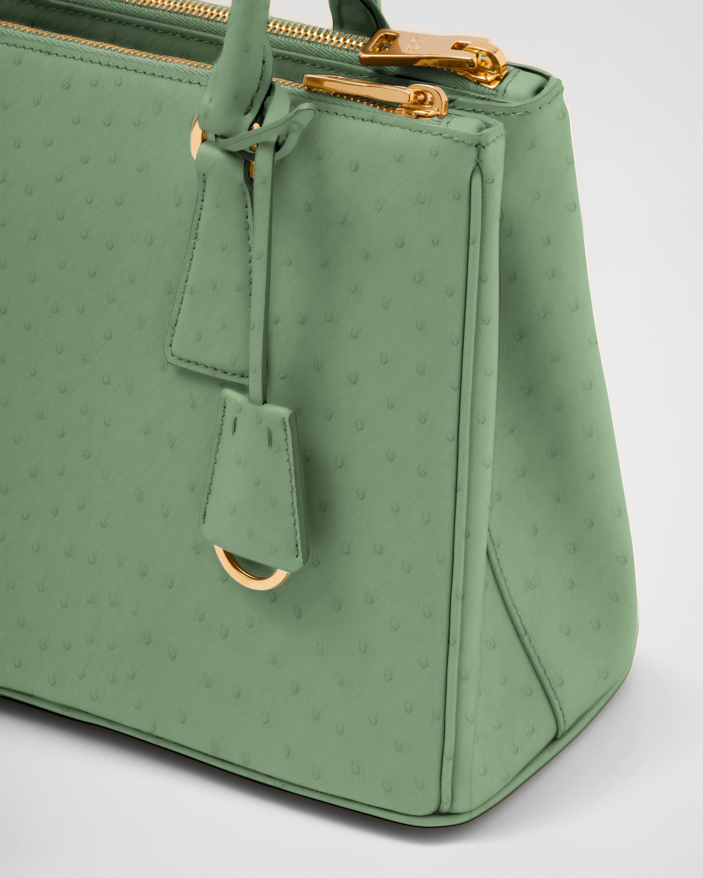 Aquamarine Medium Prada Galleria Ostrich Leather Bag PRADA