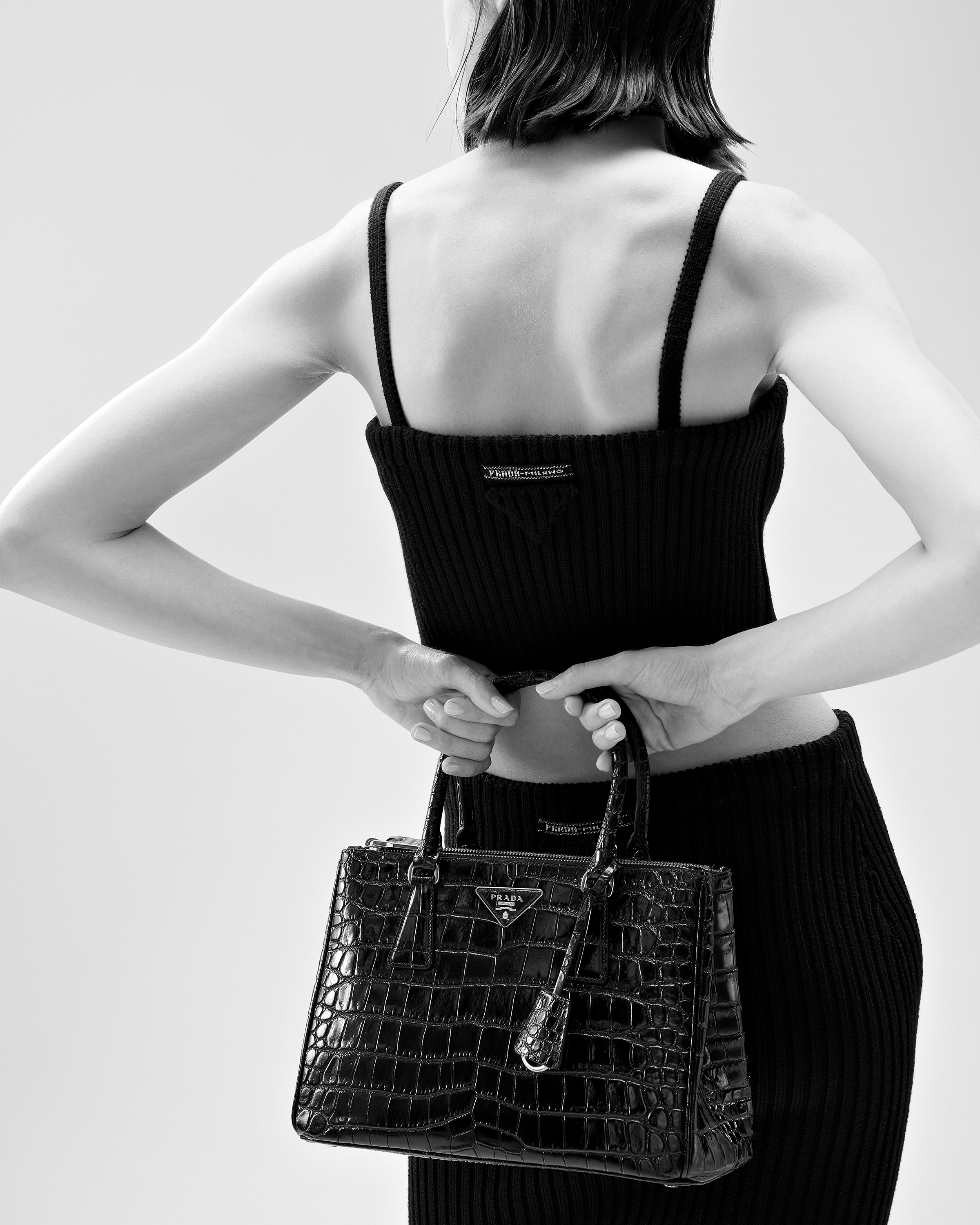 Prada alligator online handbag