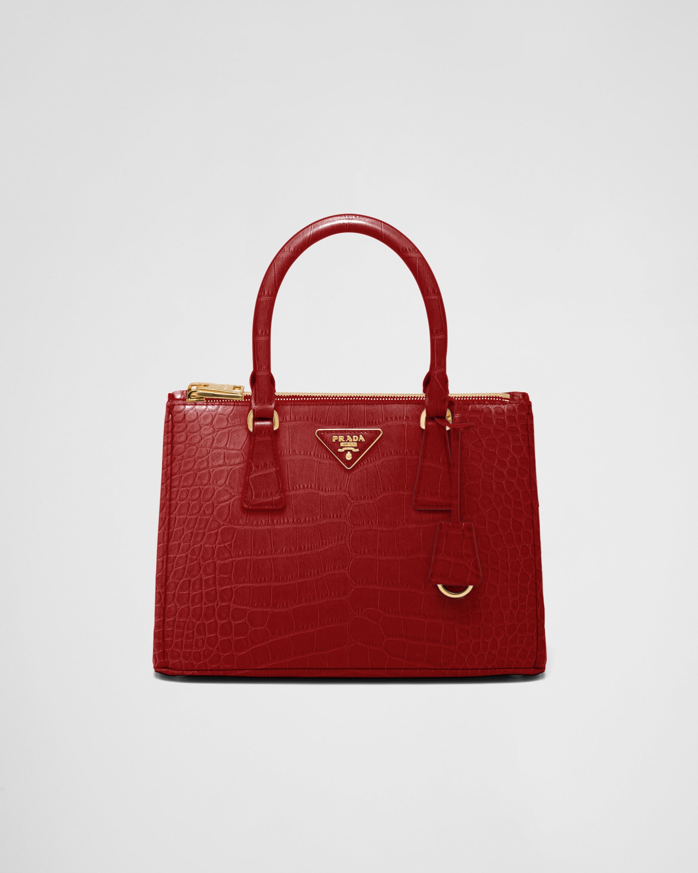 Fiery Red Medium Prada Galleria Crocodile Leather Bag PRADA