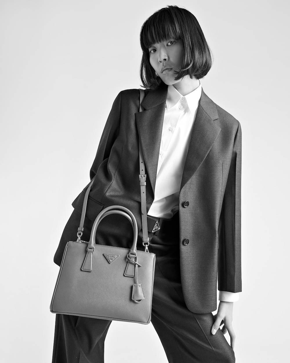 中號Prada Galleria Saffiano皮革手袋紫藤色| Prada