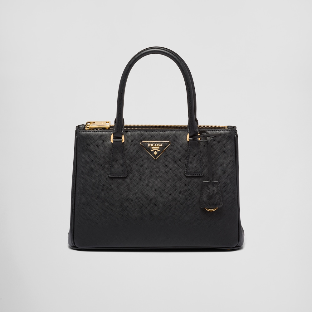 ブラック プラダ ガレリア サフィアーノレザー ミディアムバッグ | Prada