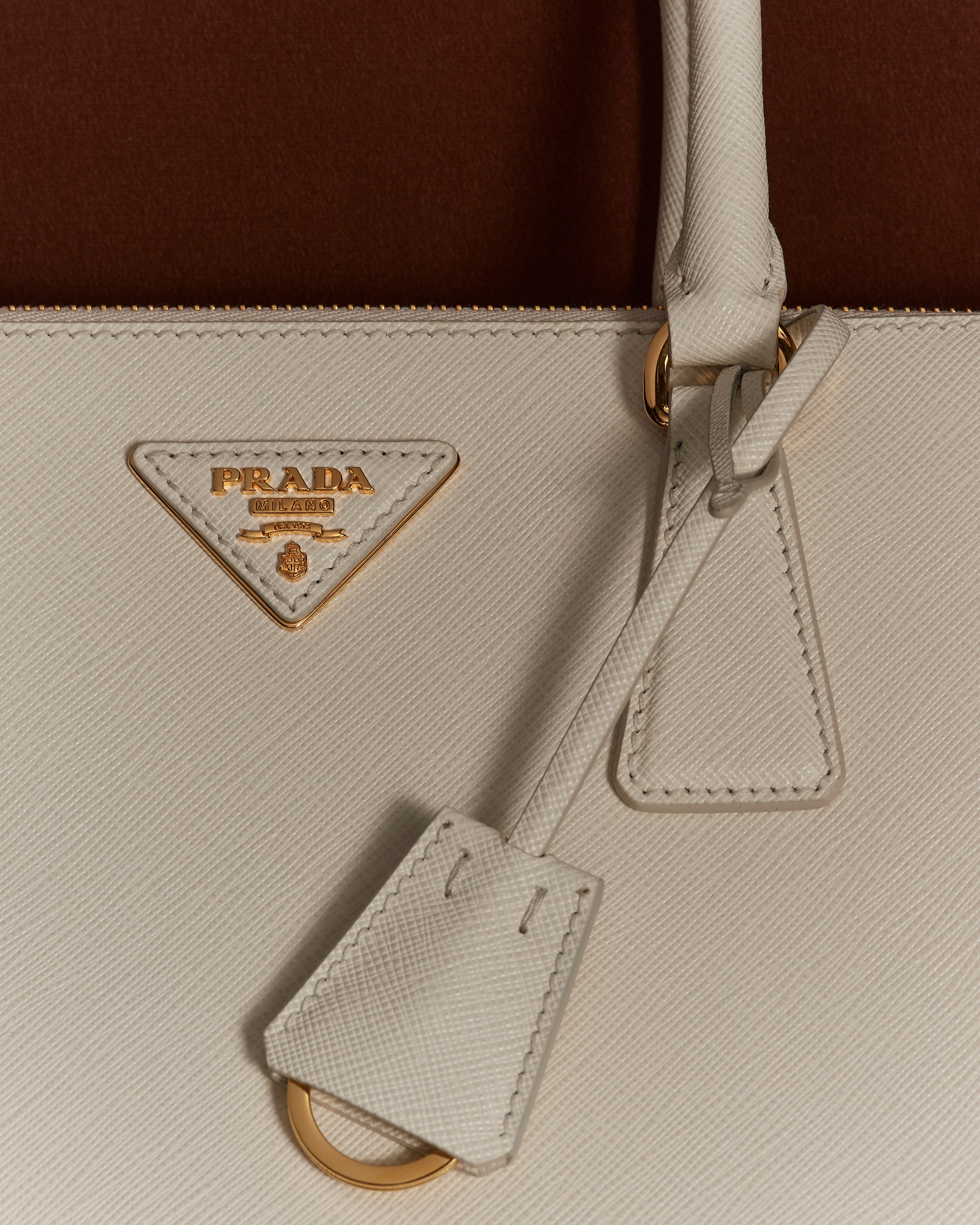 White Medium Prada Galleria Saffiano Leather Bag