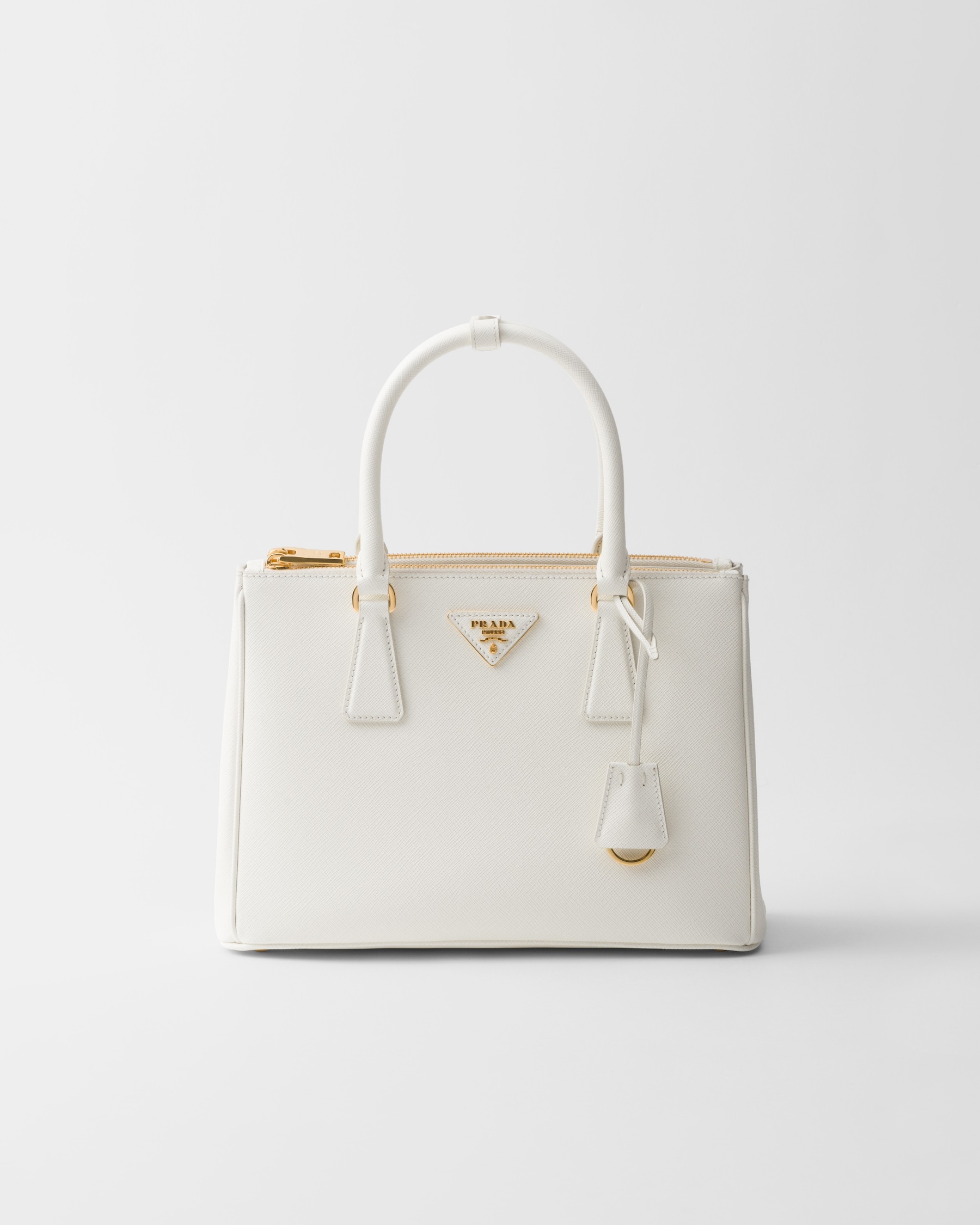 White Medium Prada Galleria Saffiano Leather Bag PRADA