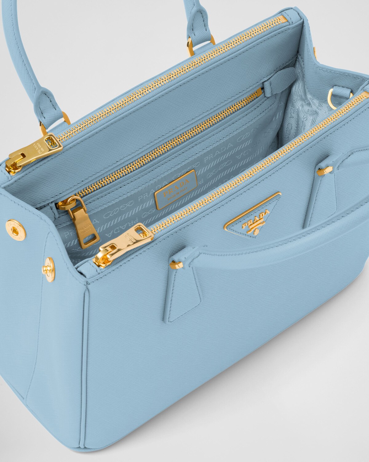 Light Blue Medium Prada Galleria Saffiano Leather Bag PRADA