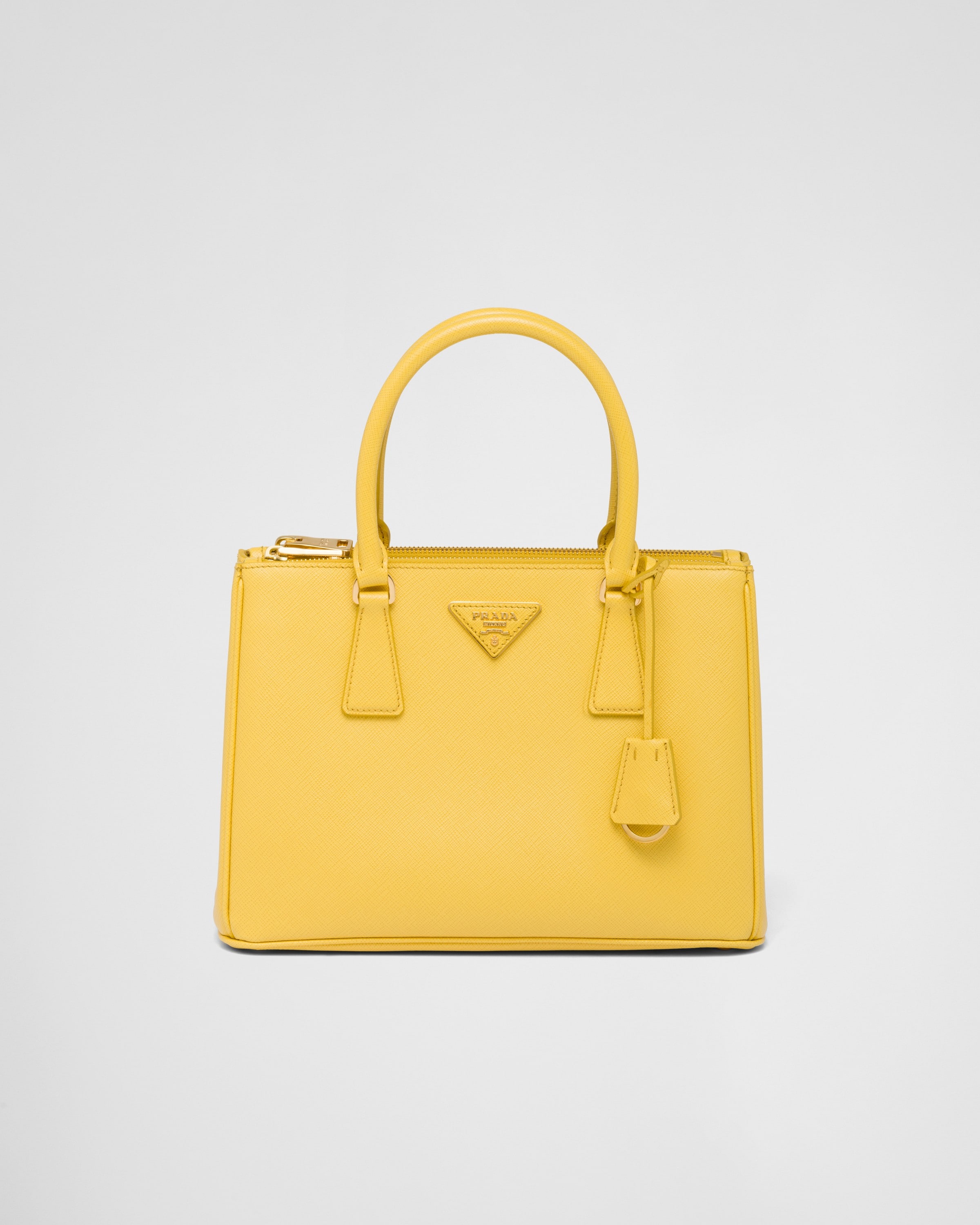 Prada Yellow Saffiano Leather Small Sound Flap Bag