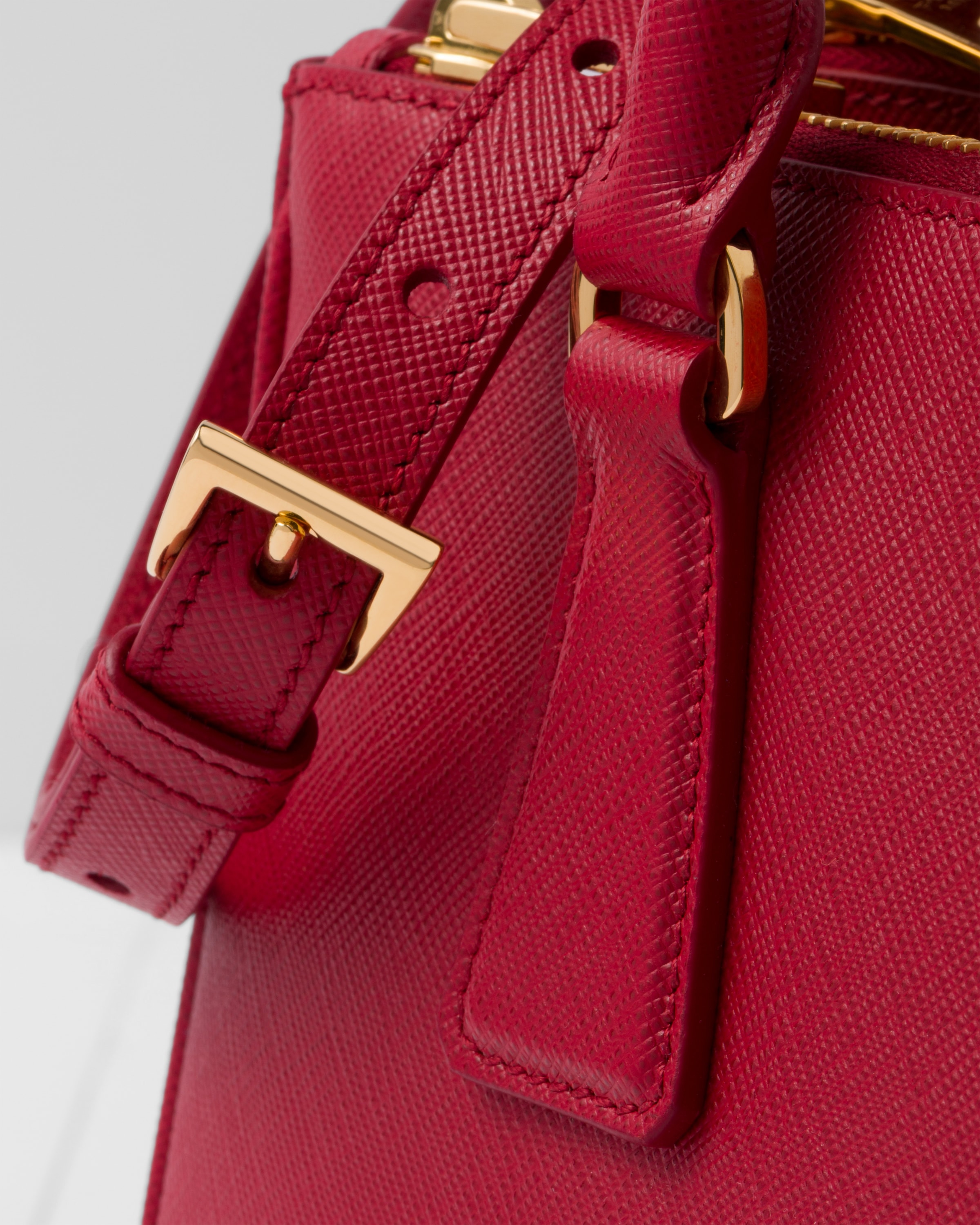 Prada Galleria Double Zip Micro Tote in Fiery Red Saffiano Lux - SOLD