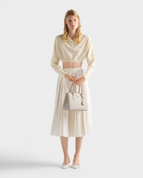 Bolsa Prada Galleria média em couro Saffiano - Branco Giz Bolsa Prada Galleria média em couro Saffiano - Branco Giz