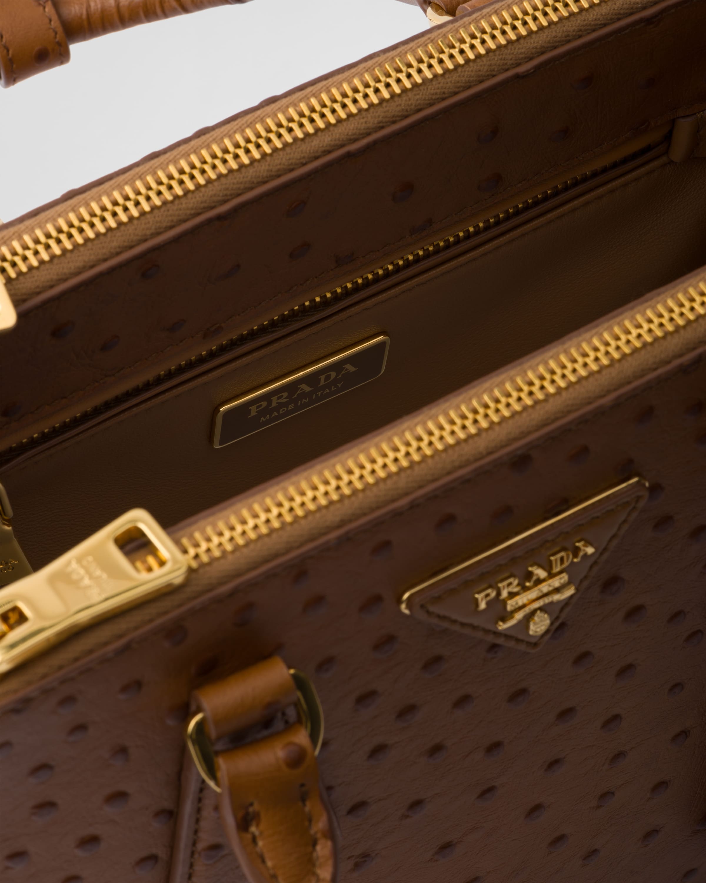 Prada Galleria small ostrich leather bag