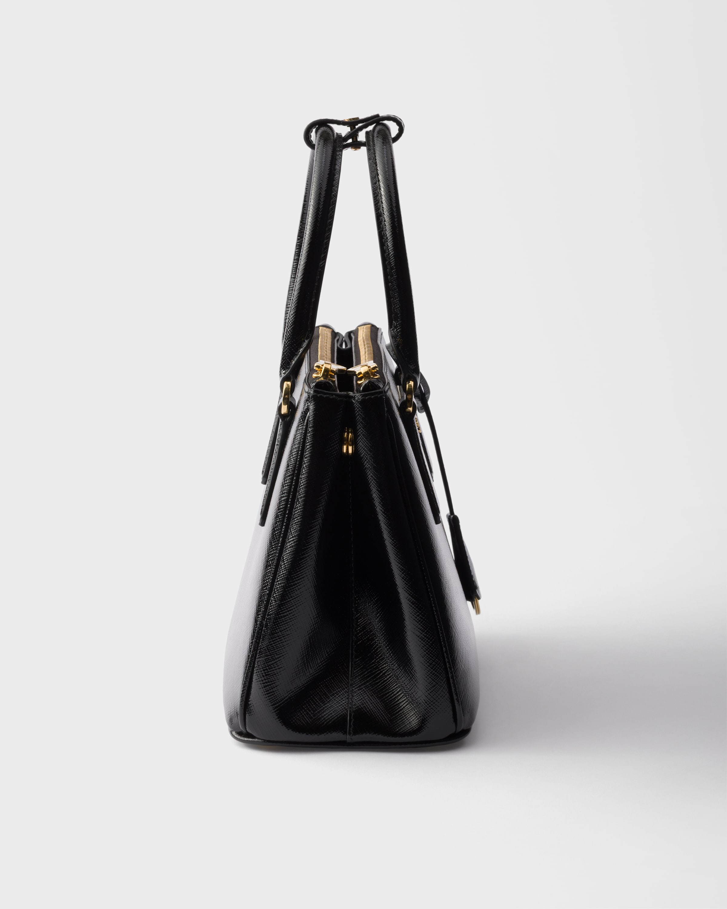 Black Prada Galleria small patent Saffiano leather bag | PRADA