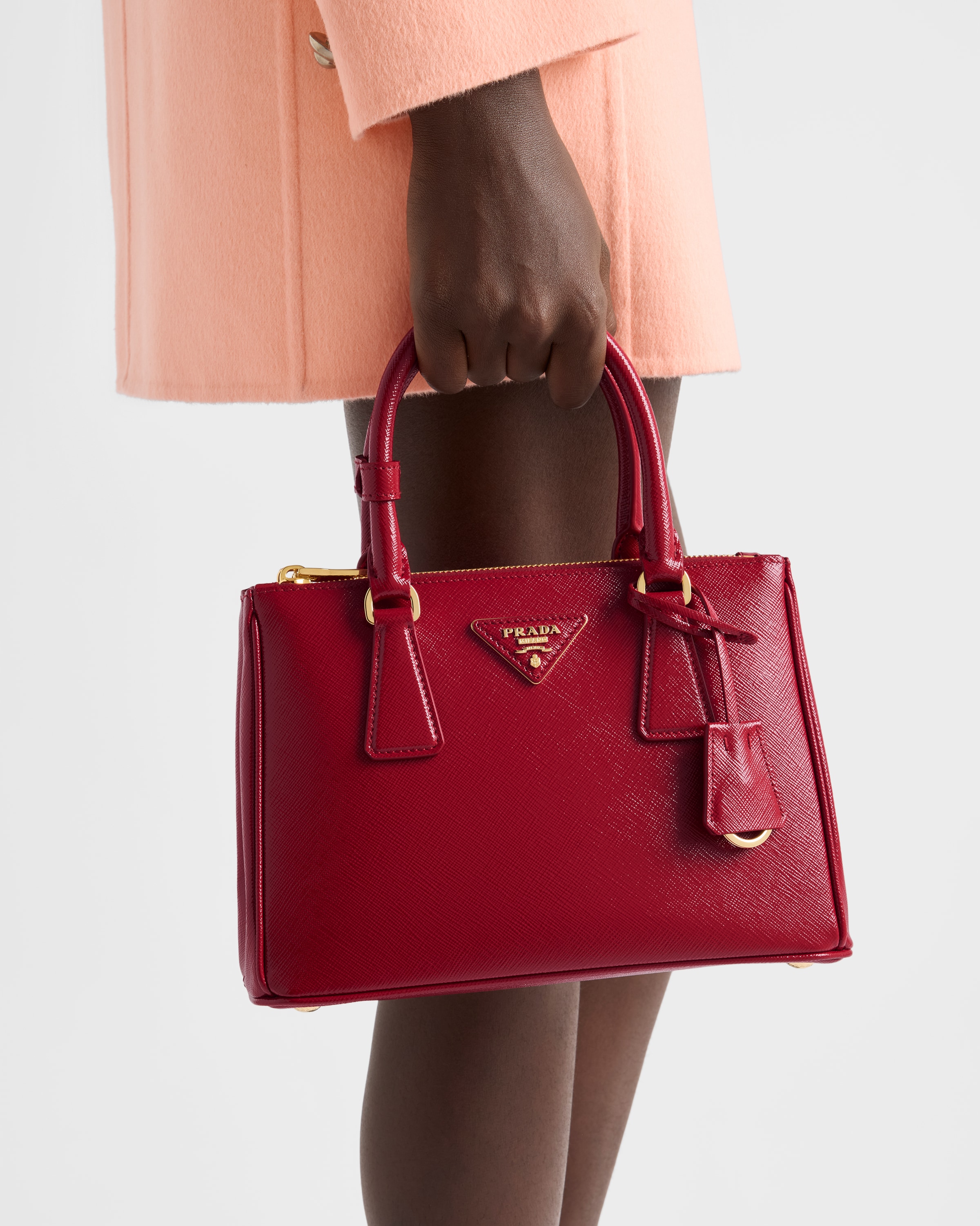 Cherry Red Prada Galleria Small Patent Saffiano Leather Bag