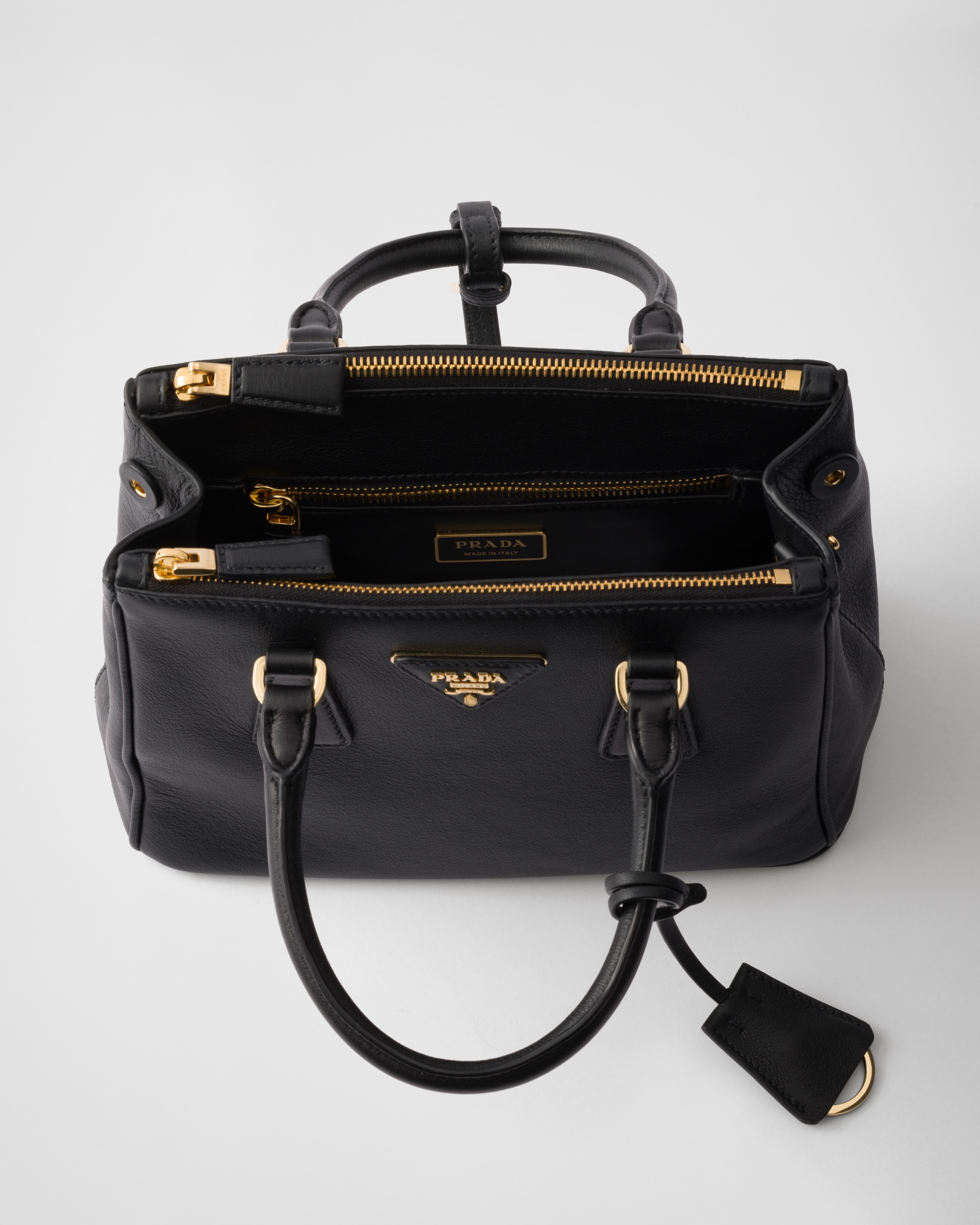 Shop Prada Small Galleria Leather Bag In Black