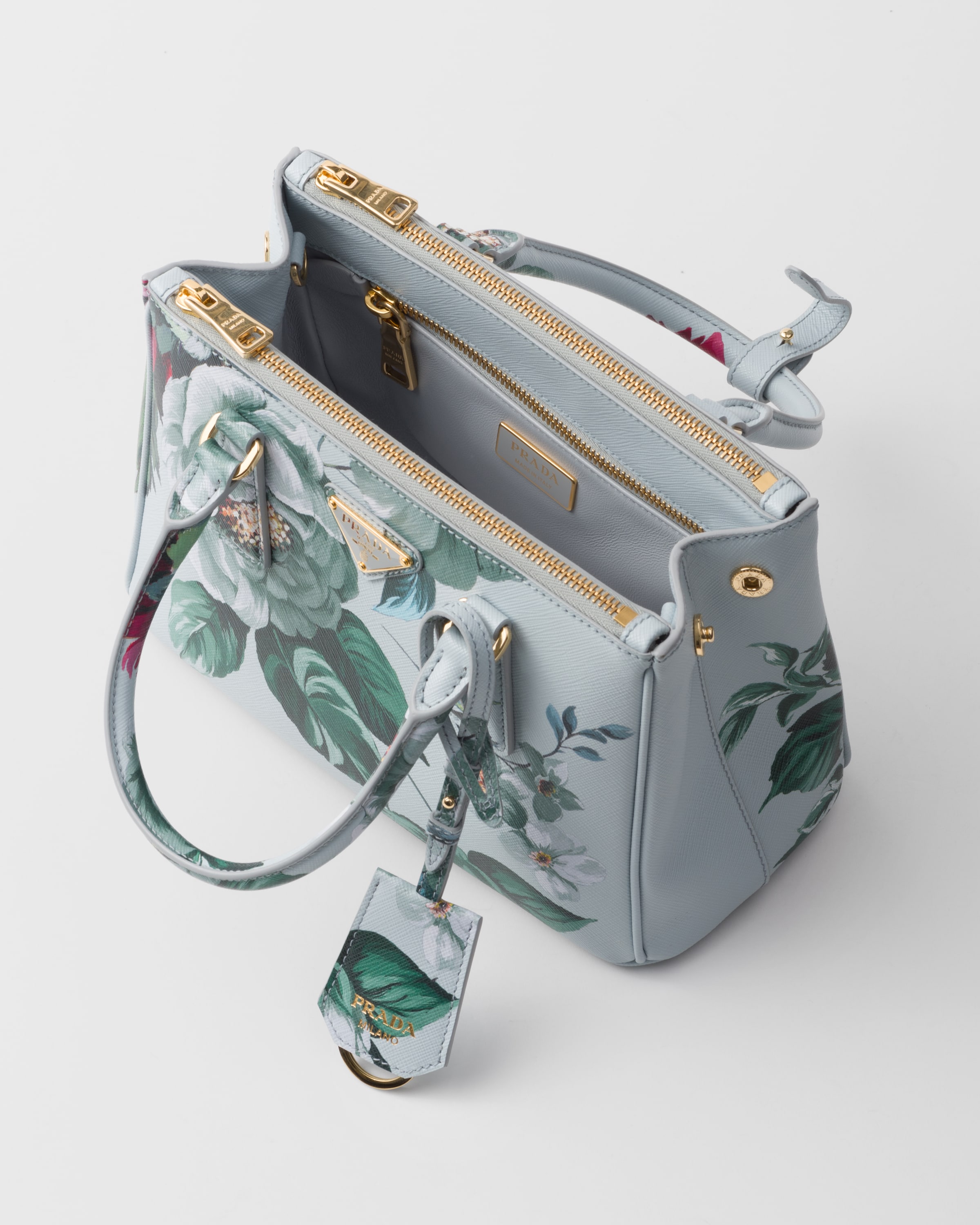 Shop Prada Galleria Printed Saffiano Leather Bag In Sage Green