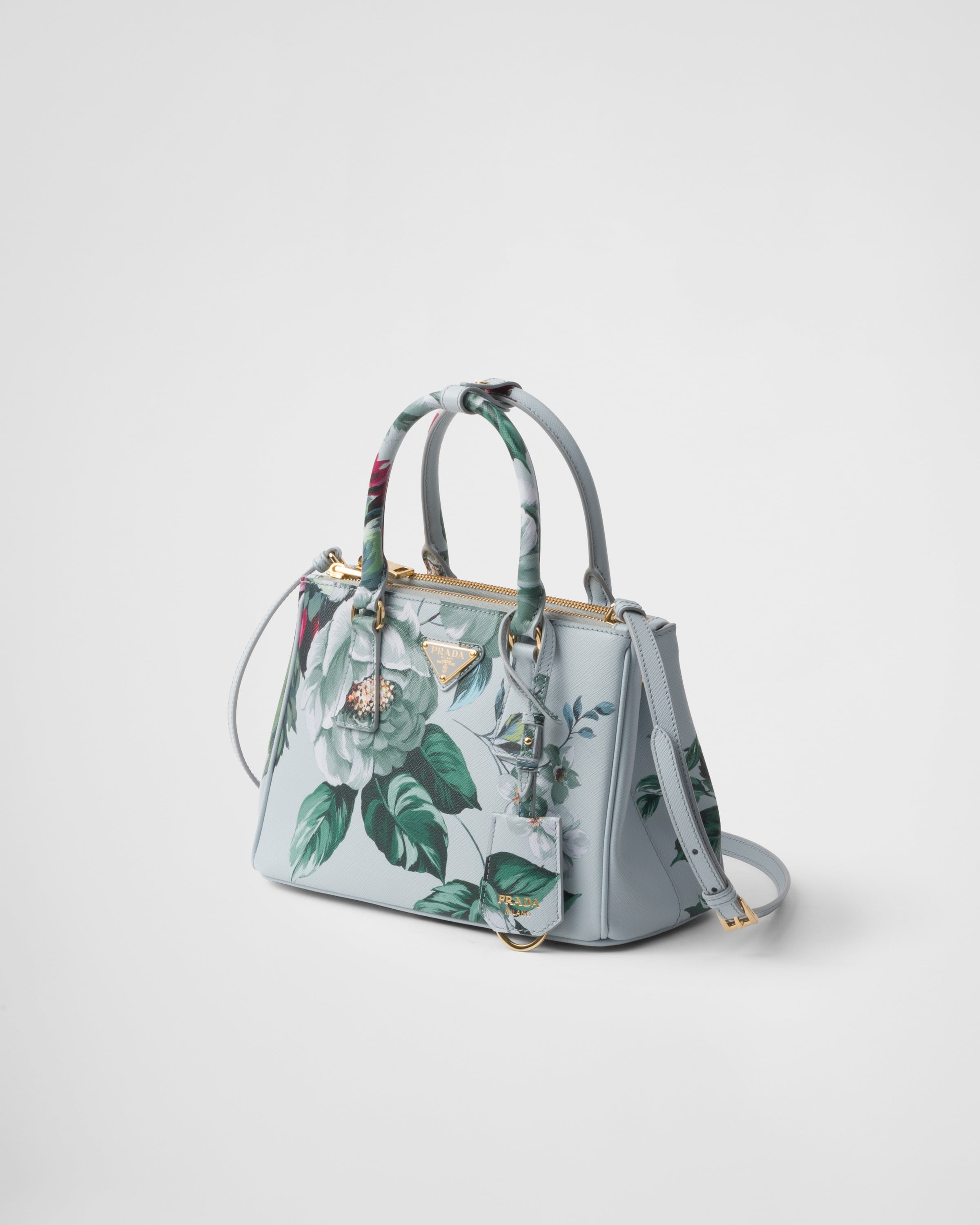 Shop Prada Galleria Printed Saffiano Leather Bag In Sage Green