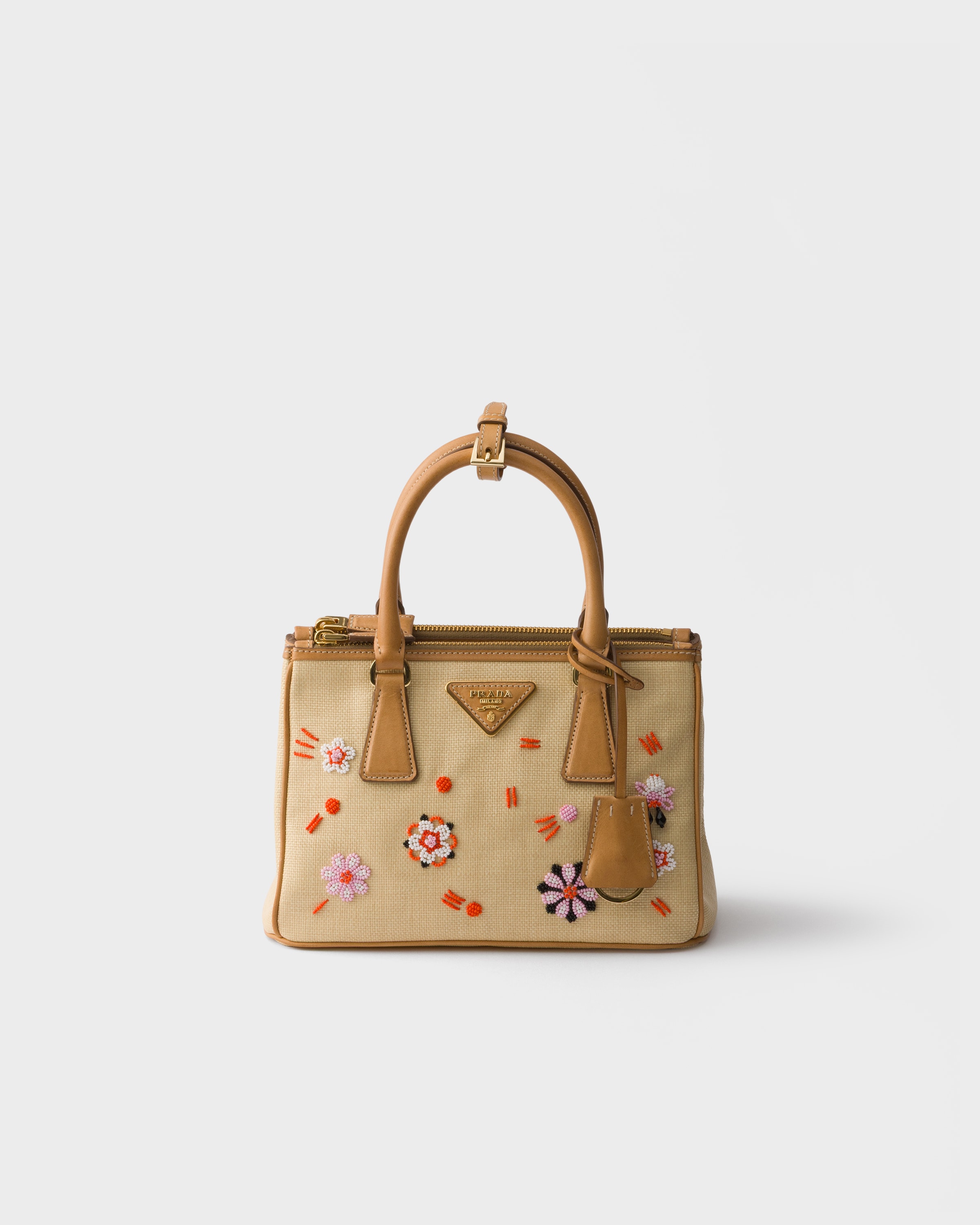 Prada Prada Galleria small canvas and leather embroidered bag